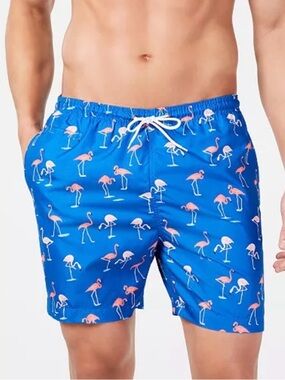 Trunks surf & swim Men's Blue Flamingo Print Swim Trunks XL